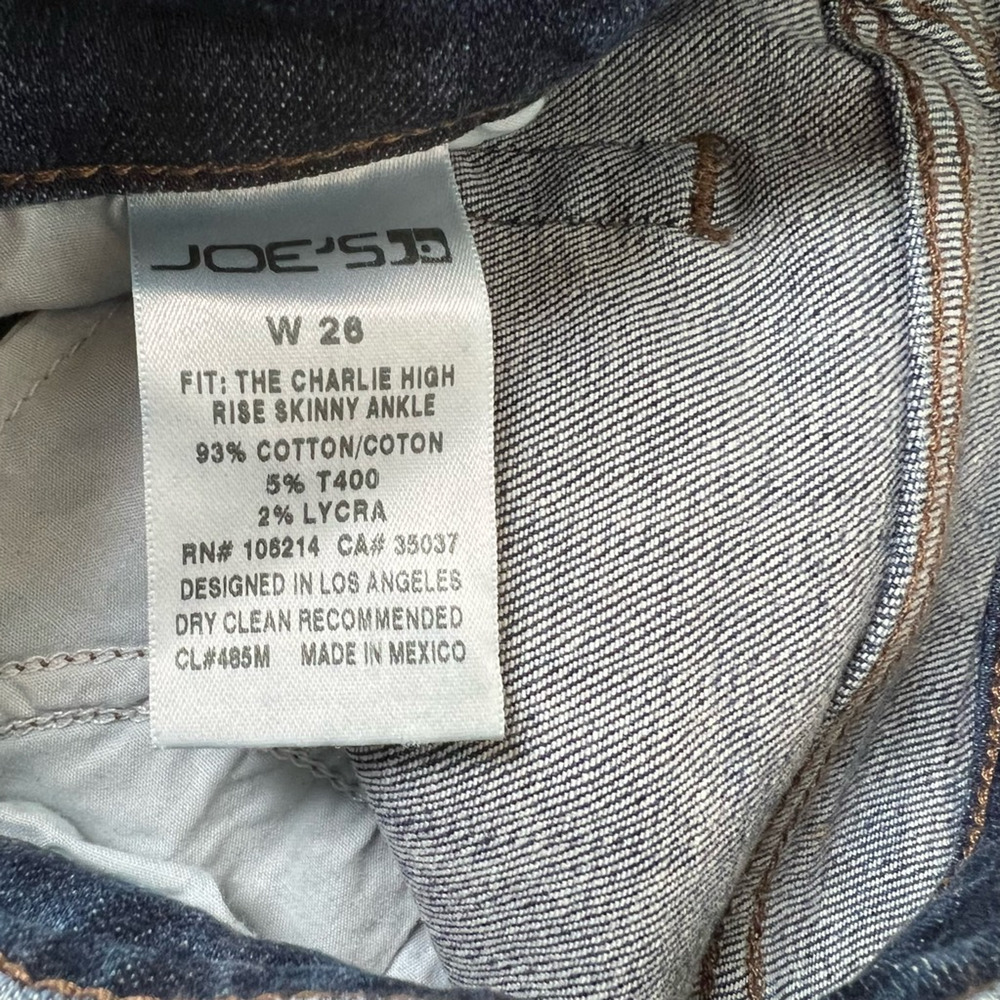 Joes Womens The Charlie Skinny Jeans Blue Stretch Frayed Hem Dark Wash Denim 26 - Picture 9 of 10